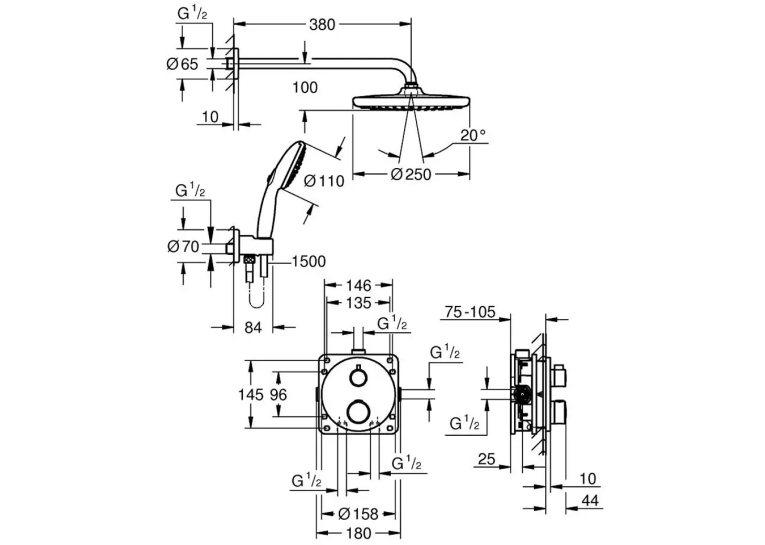 Комплект прихованого монтажу для душу Grohe Grohterm 34872000