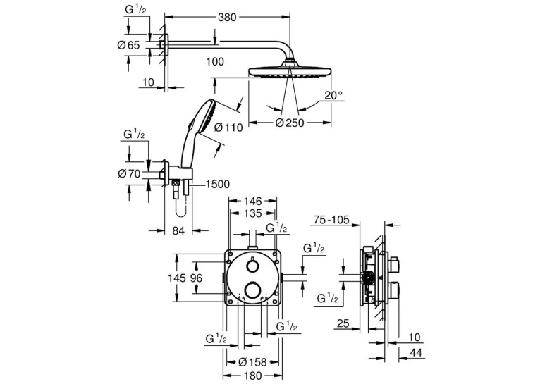 Комплект прихованого монтажу для душу Grohe Grohterm 34872000