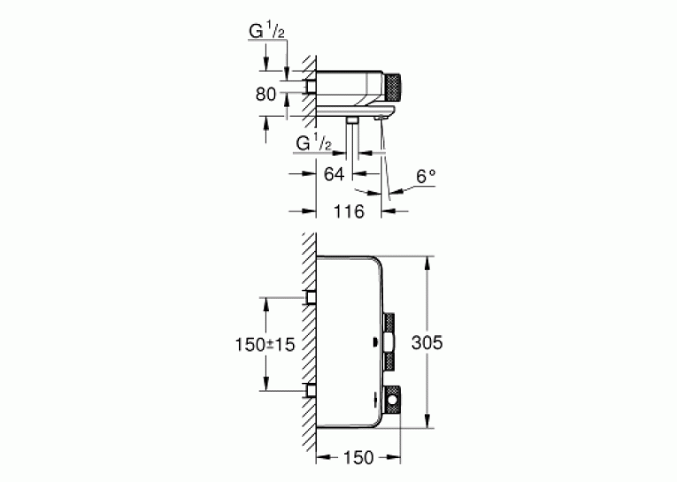Змішувач-термостат для ванни та душу Grohe Grohtherm SmartControl, 34718000