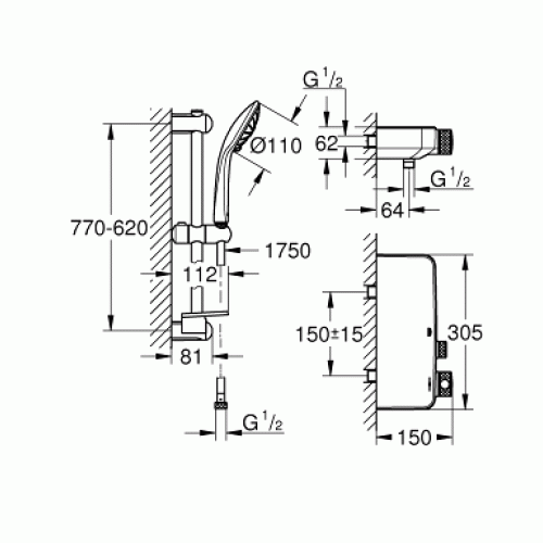 Термостат для душа с душевым набором Grohe Grohtherm SmartControl, 34721000