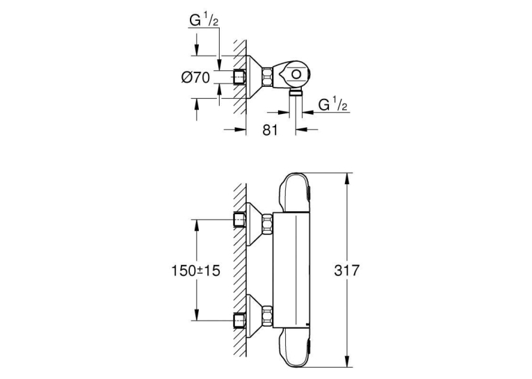 Змішувач-термостат для душу, Grohe GROHTHERM 1000, 34143003