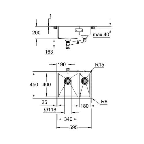 Кухонная мойка Grohe Sink K700U 31577SD1, выставочный образец Сталь