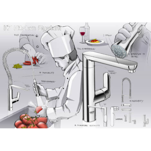 Смеситель для мойки Grohe K7 32950DC0 Сталь