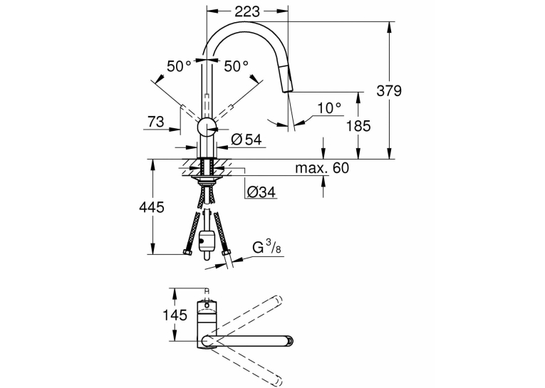 Смеситель для мойки с выдвижным аэратором Grohe Minta 32321002
