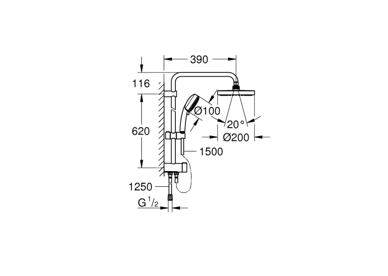 Душова система Grohe New Tempesta System 200 27389002