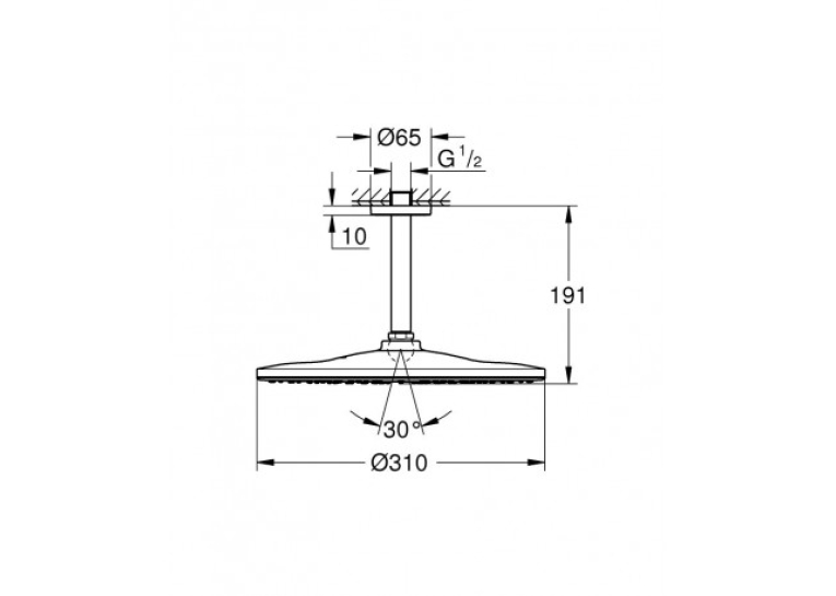 Верхній душ GROHE Rainshower Cosmopolitan 310 з душовим кронштейном, 26560000