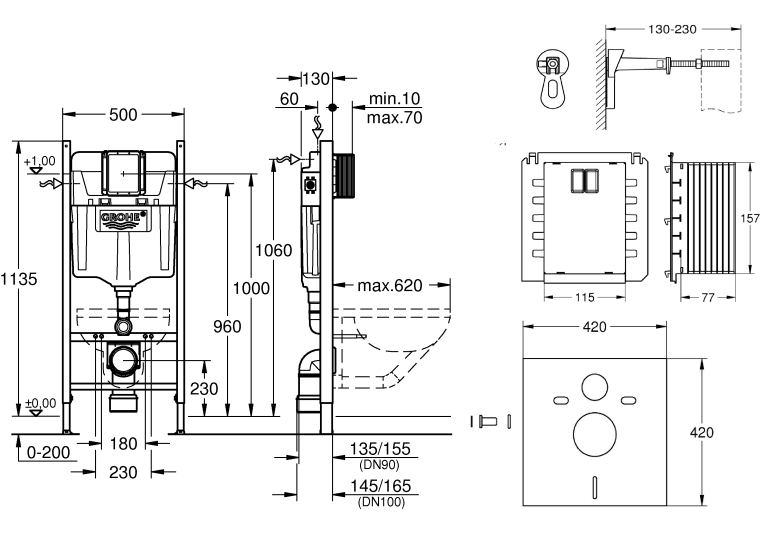 Инсталляционная система GROHE Rapid SL 4 в 1, 3884000S