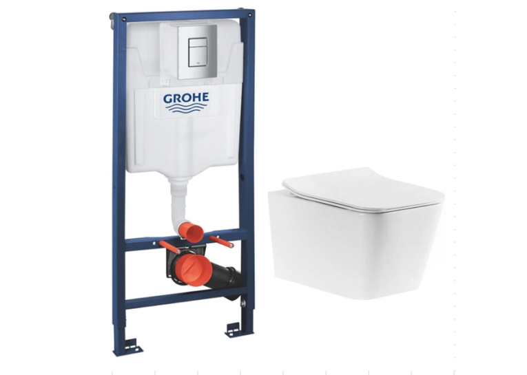 Комплект: Інсталяція GROHE Rapid SL 38772001 з панеллю змиву Skate Cosmopolitan 38732000 + унітаз DEVIT Linea 3040120 із сидінням Soft Close дюропласт, 38772001+38732000+487356