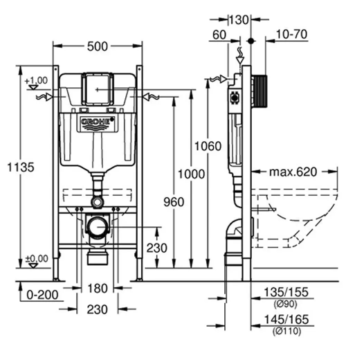 Инсталляция для унитаза Grohe Rapid SL 3884000G