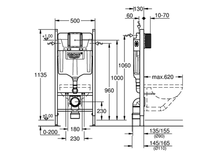 Инсталляция для унитаза Grohe Rapid SL 3884000G