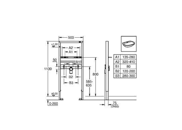 Інсталяційна система Grohe RAPID SL для раковини, 38554001