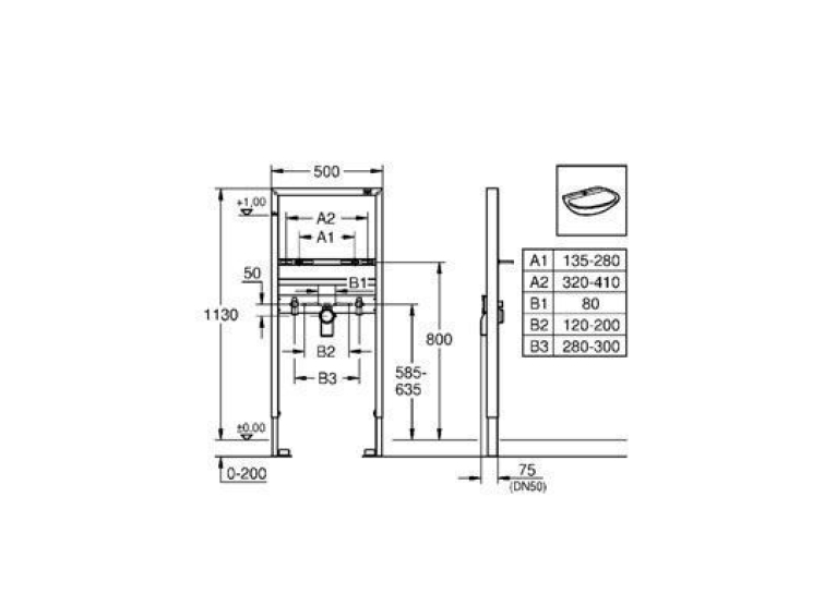 Инсталляционная система Grohe RAPID SL для раковины, 38554001