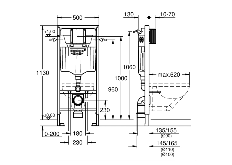 Інсталяція Grohe Rapid SL 3 в 1, для підвісного унітазу, 39501000