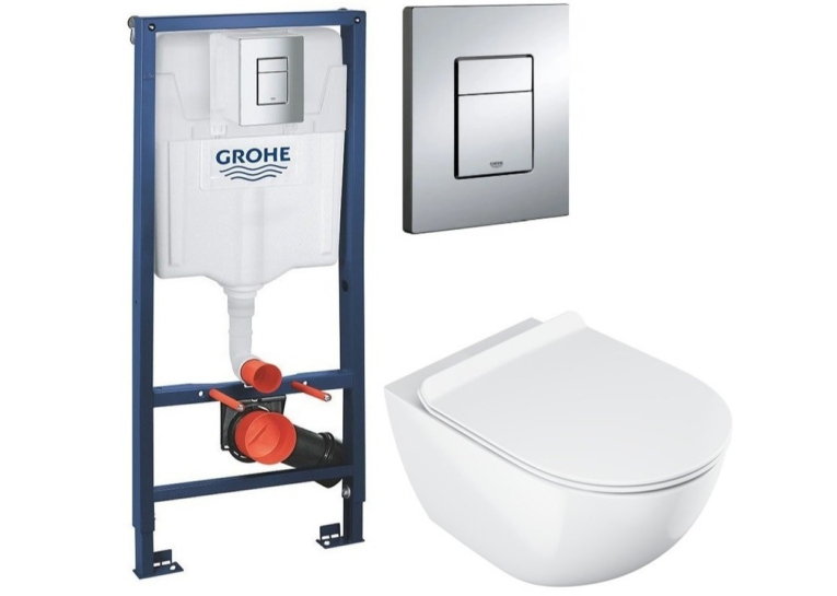 Комплект: Інсталяція Grohe Rapid SL (38772001) та Унітаз підвісний Ravak Uni Chrome RimOff (X01535)