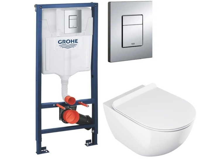 Комплект: Інсталяція Grohe Rapid SL (38772001) та Унітаз підвісний Ravak Uni Chrome RimOff (X01535)