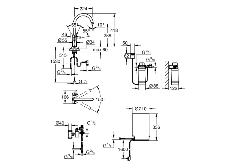 Кухонний змішувач із бойлером GROHE RED DUO 30083001
