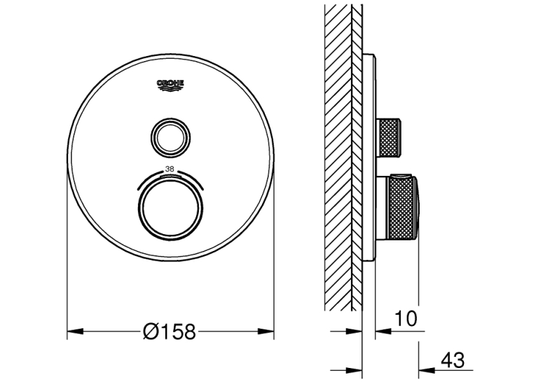 Зовнішня частина змішувача на вихід 1 GROHE GROHTHERM SMARTCONTROL, 29118000