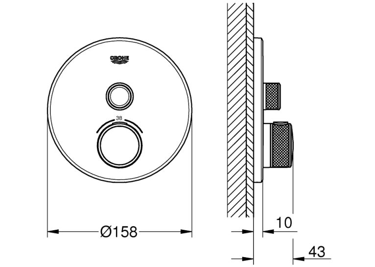 Зовнішня частина змішувача на вихід 1 GROHE GROHTHERM SMARTCONTROL, 29118000
