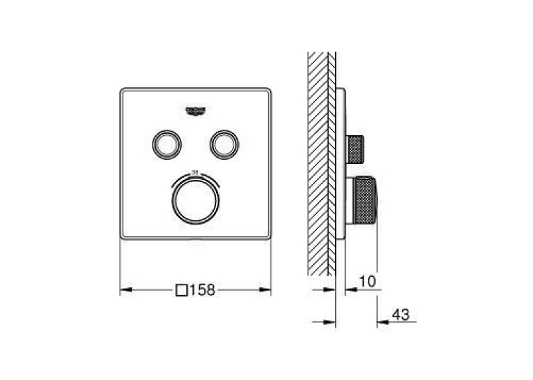 Зовнішня частина змішувача на 2 виходи GROHE GROHTHERM SMARTCONTROL, 29124000