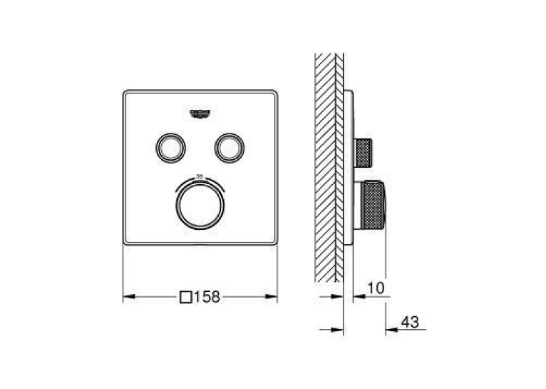 Зовнішня частина змішувача на 2 виходи GROHE GROHTHERM SMARTCONTROL, 29124000