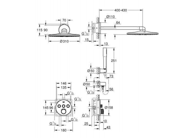 Набір для комплектації душа GROHE GROHTHERM SMARTCONTROL, 34705000