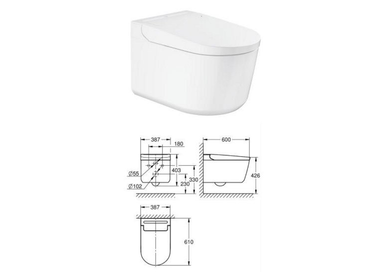 Унітаз-біде Grohe Sensia Pro безобідковий підвісний електронний, білий (36507SH0)