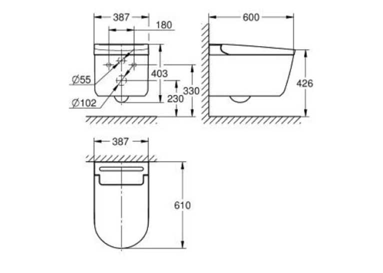 Комплект Grohe QuickFix Sensia 4-в-1: інсталяція Rapid SLX (39596000) з вбудованою розеткою + підвісний унітаз-біде Sensia (36507SH0) з комплектом шумоізоляції (37131000), 36509SH0