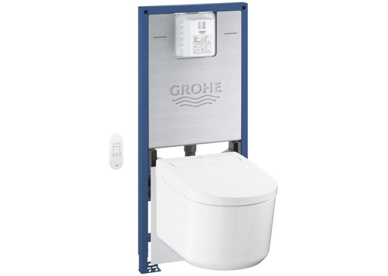 Комплект Grohe QuickFix Sensia 4-в-1: інсталяція Rapid SLX (39596000) з вбудованою розеткою + підвісний унітаз-біде Sensia (36507SH0) з комплектом шумоізоляції (37131000), 36509SH0