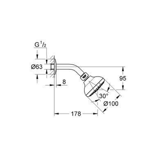 Верхний душ Grohe New Tempesta 100, 26088000