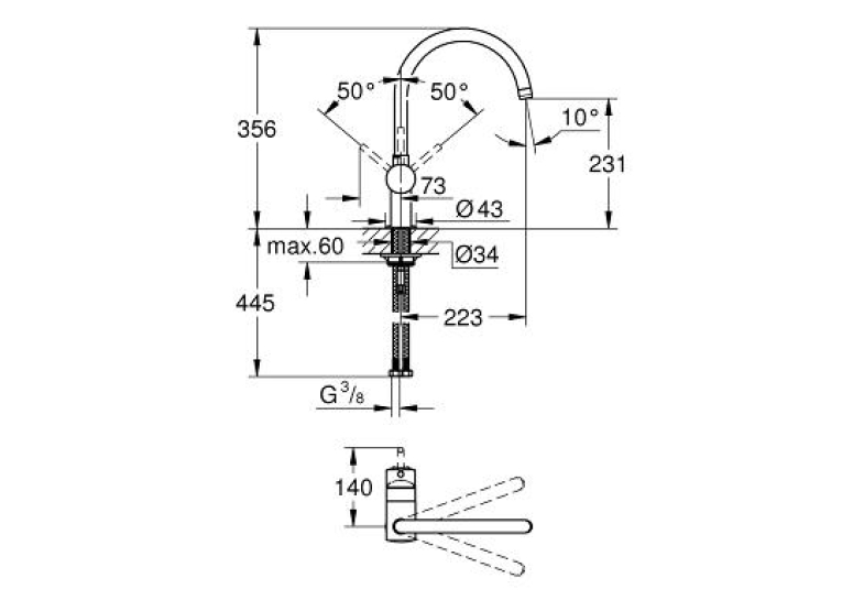 Змішувач для миття Grohe Minta 32917KS0