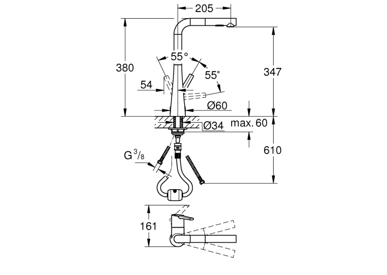 Змішувач кухонний Grohe Zedra 32553DC2 Сталь