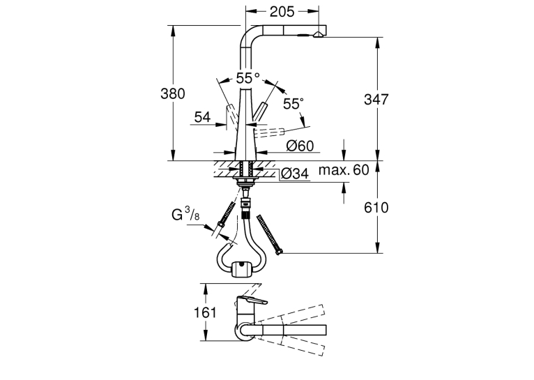 Смеситель кухонный Grohe Zedra 32553DC2 Сталь