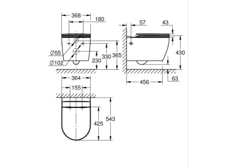 Унитаз подвесной Grohe Bau Ceramic настенного монтажа (103860SH00) с сиденьем Soft Close