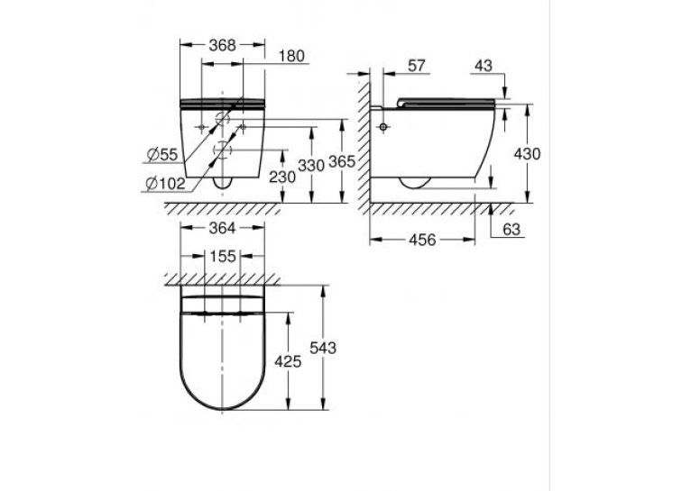 Унітаз підвісний Grohe Bau Ceramic настінного монтажу (103860SH00) з сидінням Soft Close