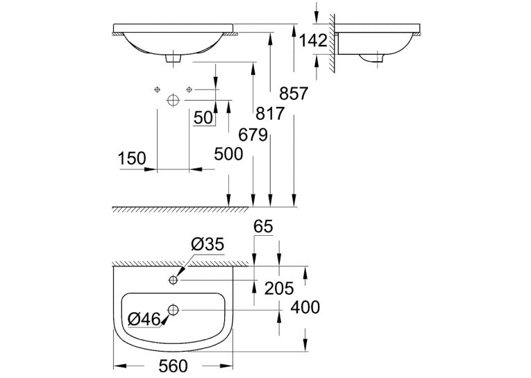 Раковина Grohe Bau Ceramic 55 39422000