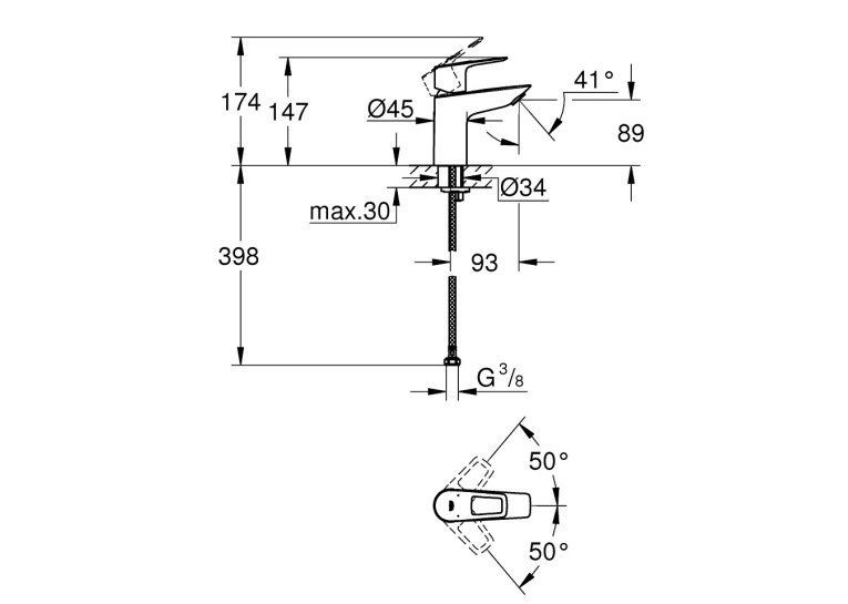 Змішувач для раковини Grohe BauLoop New 23337001 S-Size