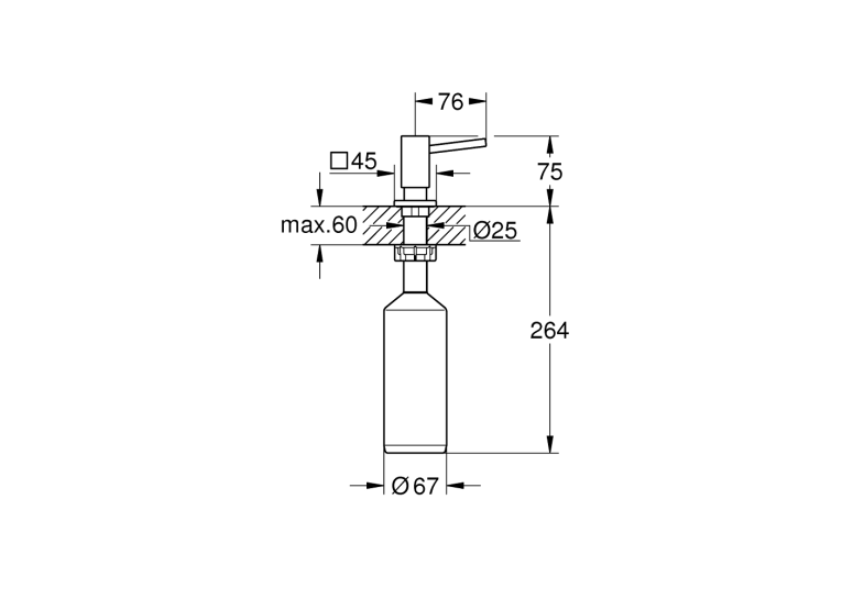 Дозатор рідкого мила GROHE Cubic, хром, 40649000