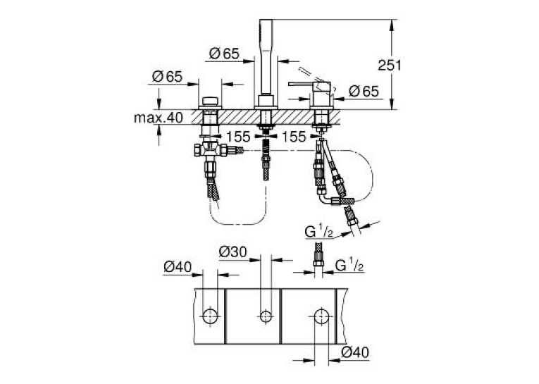 Змішувач одноважільний для ванни на 3 отвори Grohe Essence New 19976001