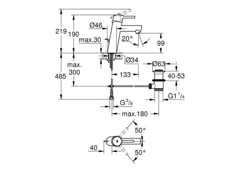 Змішувач для раковини Grohe Concetto M-Size 23450001