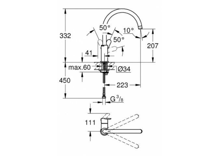 Змішувач кухонний GROHE BauEdge 31367000
