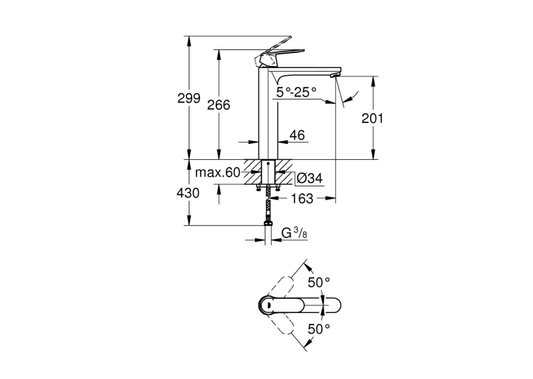 Смеситель однорычажный для раковины Grohe Eurosmart Cosmopolitan XL-Size 23921000