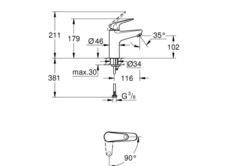 Змішувач для раковини Grohe EuroEco New 24266001