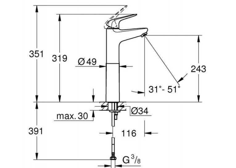 Змішувач для раковини Grohe EuroEco New 24273001