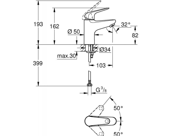 Змішувач для раковини Grohe EuroEco New 32734001