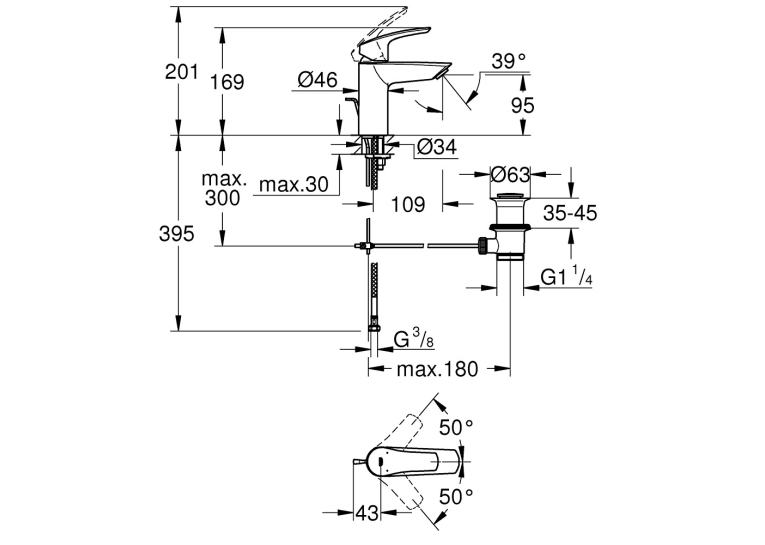 Смеситель для раковины Grohe Eurosmart 33265003