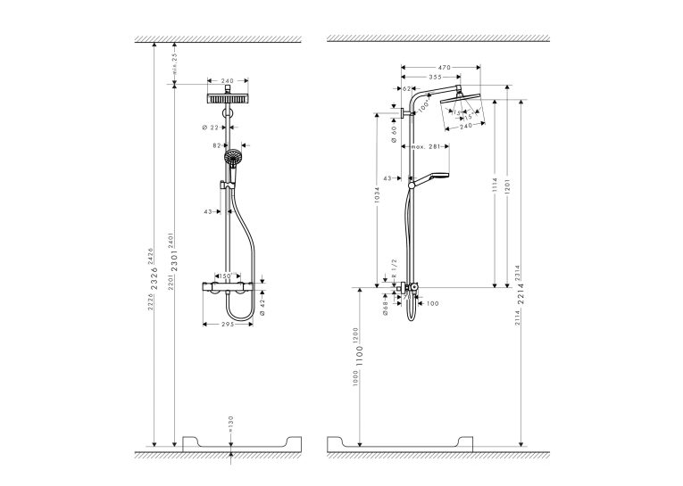  Душова система Hansgrohe Crometta E 240 1jet Showerpipe з термостатом 27271000