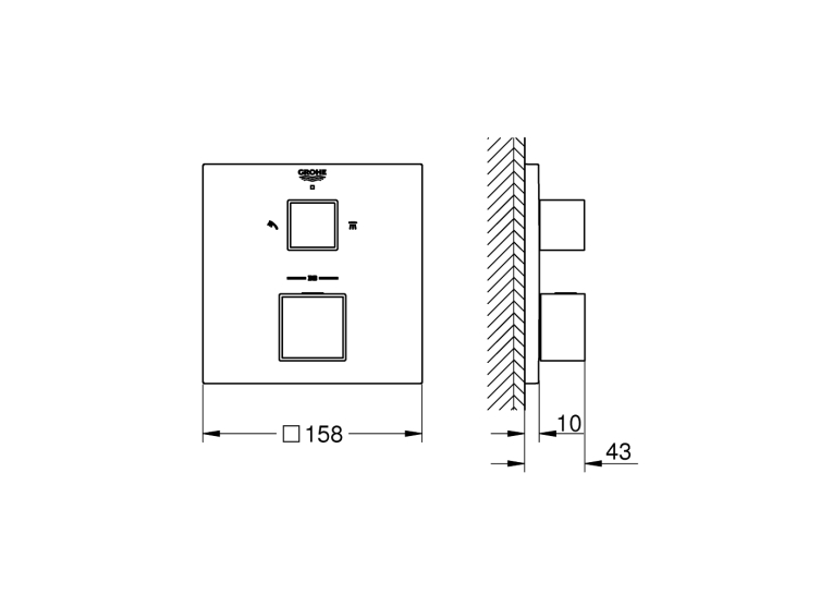 Внешняя часть смесителя на 2 выхода Grohe Grohtherm Cube, 24155000