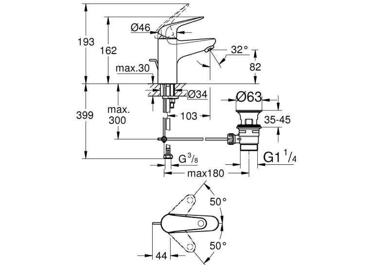 Одноважільний змішувач для раковини Grohe QuickFix Swift S-Size (24316001)