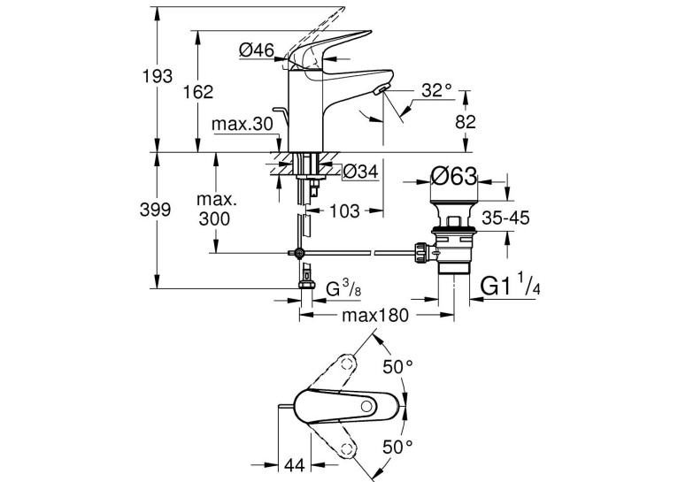 Одноважільний змішувач для раковини Grohe QuickFix Swift S-Size (24316001)