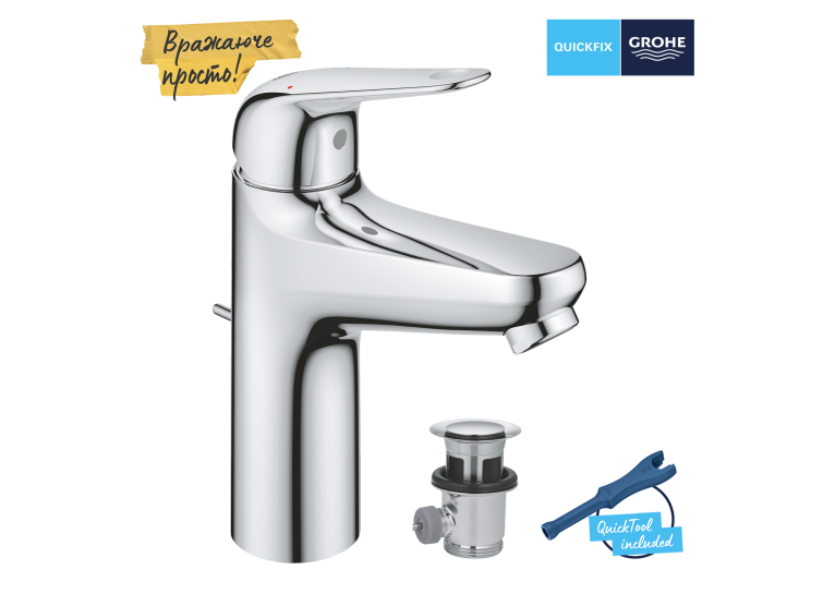 Одноважільний змішувач для раковини Grohe QuickFix Swift M-Size (24325001)